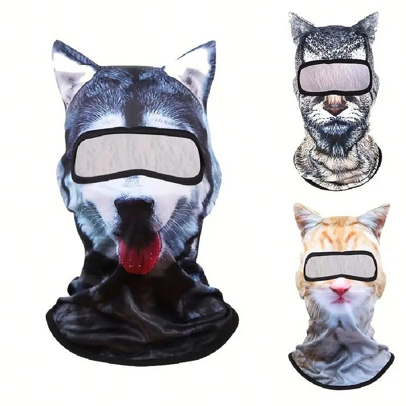 4-Season Animal Head Outdoor Sports Anti-UV Face Mask, 3D Digital Printing Ski Mask