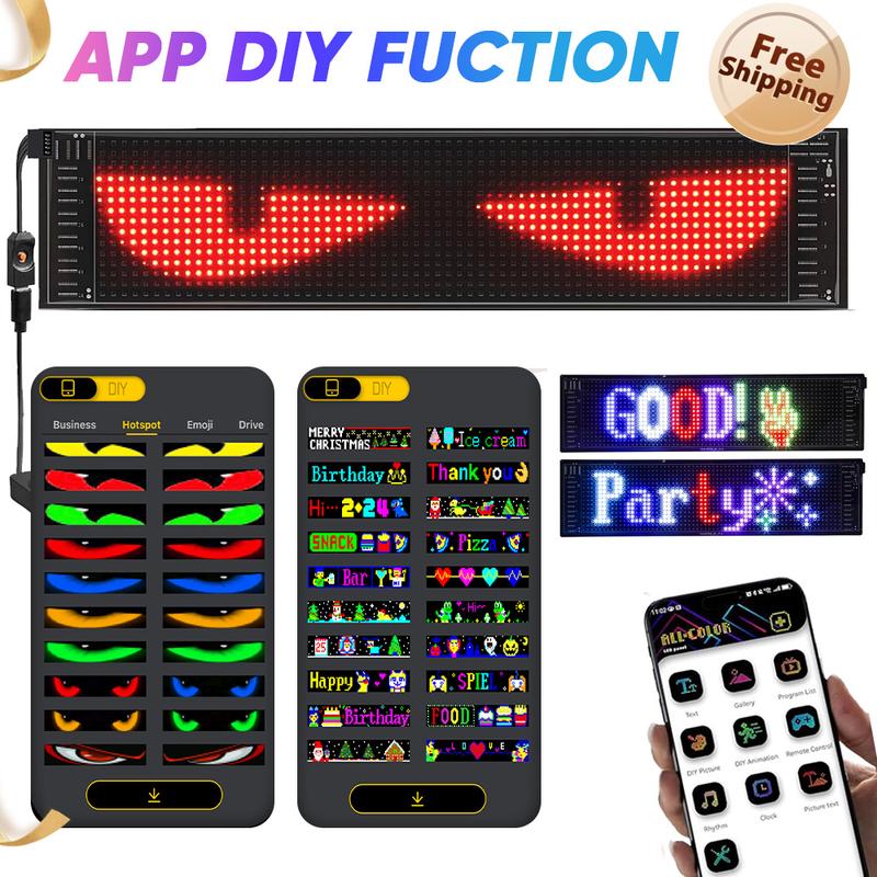 Nfutreon Eyes For Car windshield, Devil eyes For Vehicle: Programmable, Bluetooth APP Control, Pre-made Animations & Customizable Text LED Sign for car