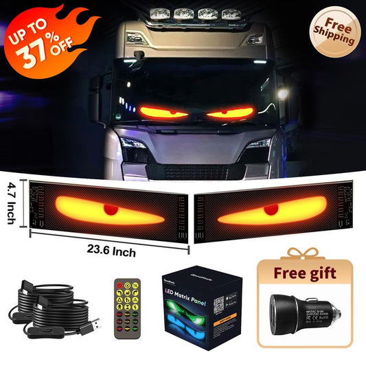 Nfutreon Eyes For Car windshield, Devil eyes For Vehicle: Programmable, Bluetooth APP Control, Pre-made Animations & Customizable Text LED Sign for car