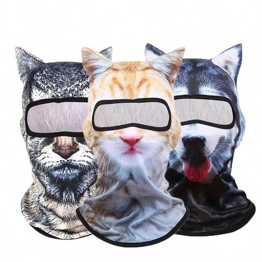 4-Season Animal Head Outdoor Sports Anti-UV Face Mask, 3D Digital Printing Ski Mask