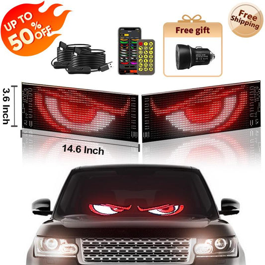 Nfutreon Eyes For Car windshield, Devil eyes For Vehicle: Programmable, Bluetooth APP Control, Pre-made Animations & Customizable Text LED Sign for car